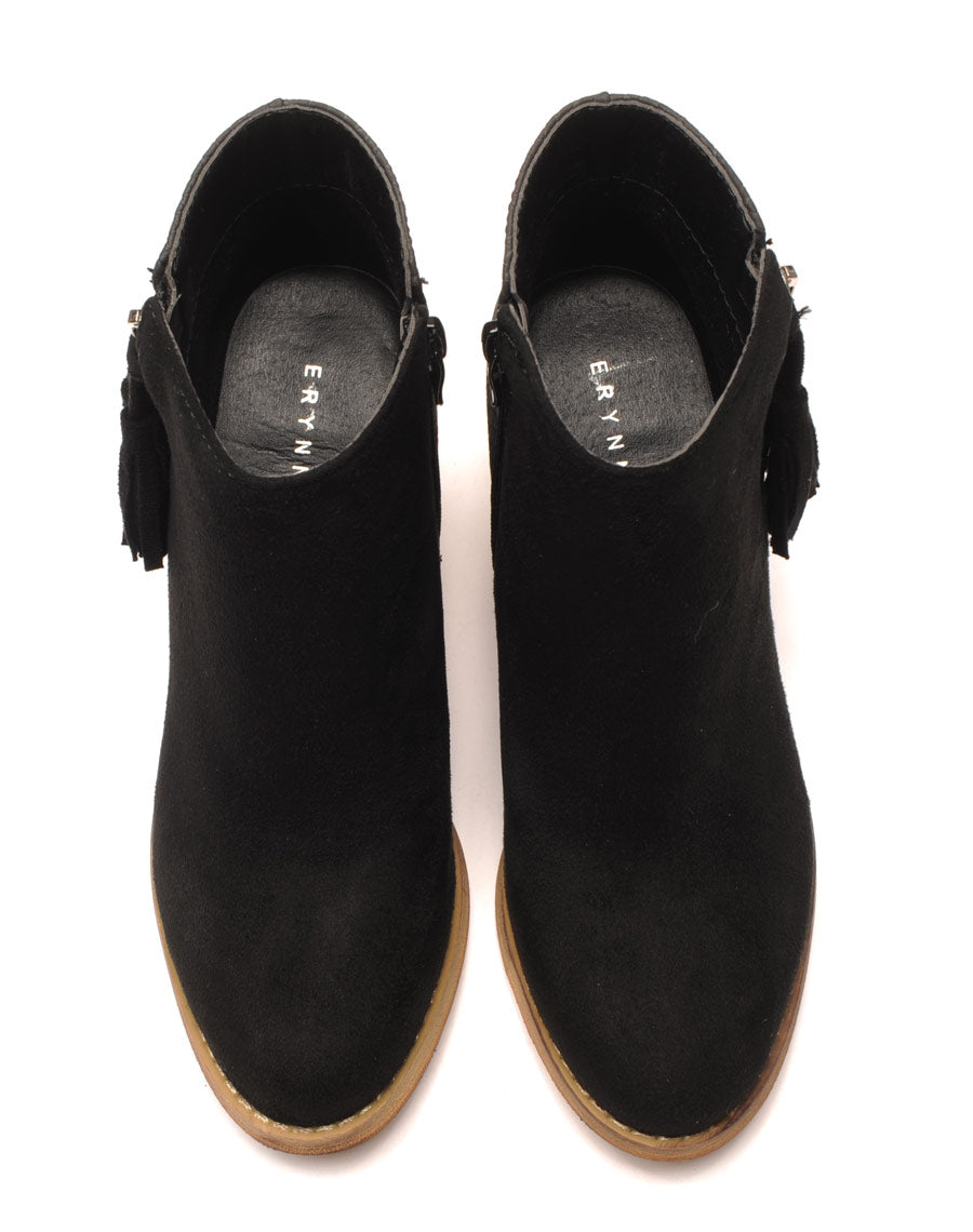 Bottines noires bi-matière détail pampille