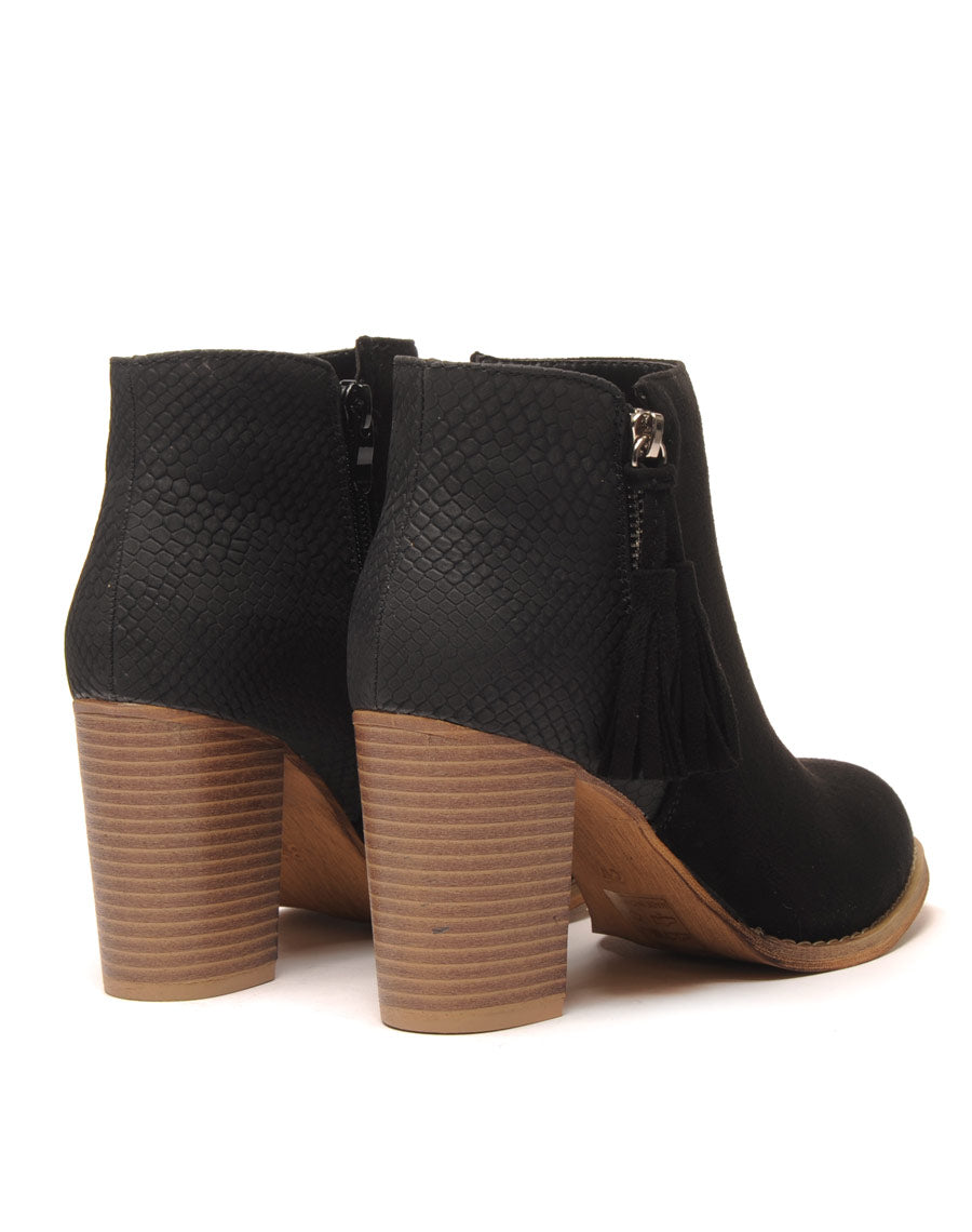 Bottines noires bi-matière détail pampille