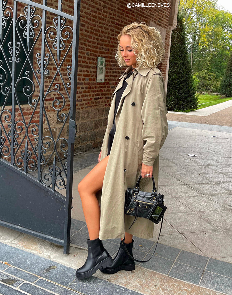 Bottines noires bi-matière effet chaussette talonnées