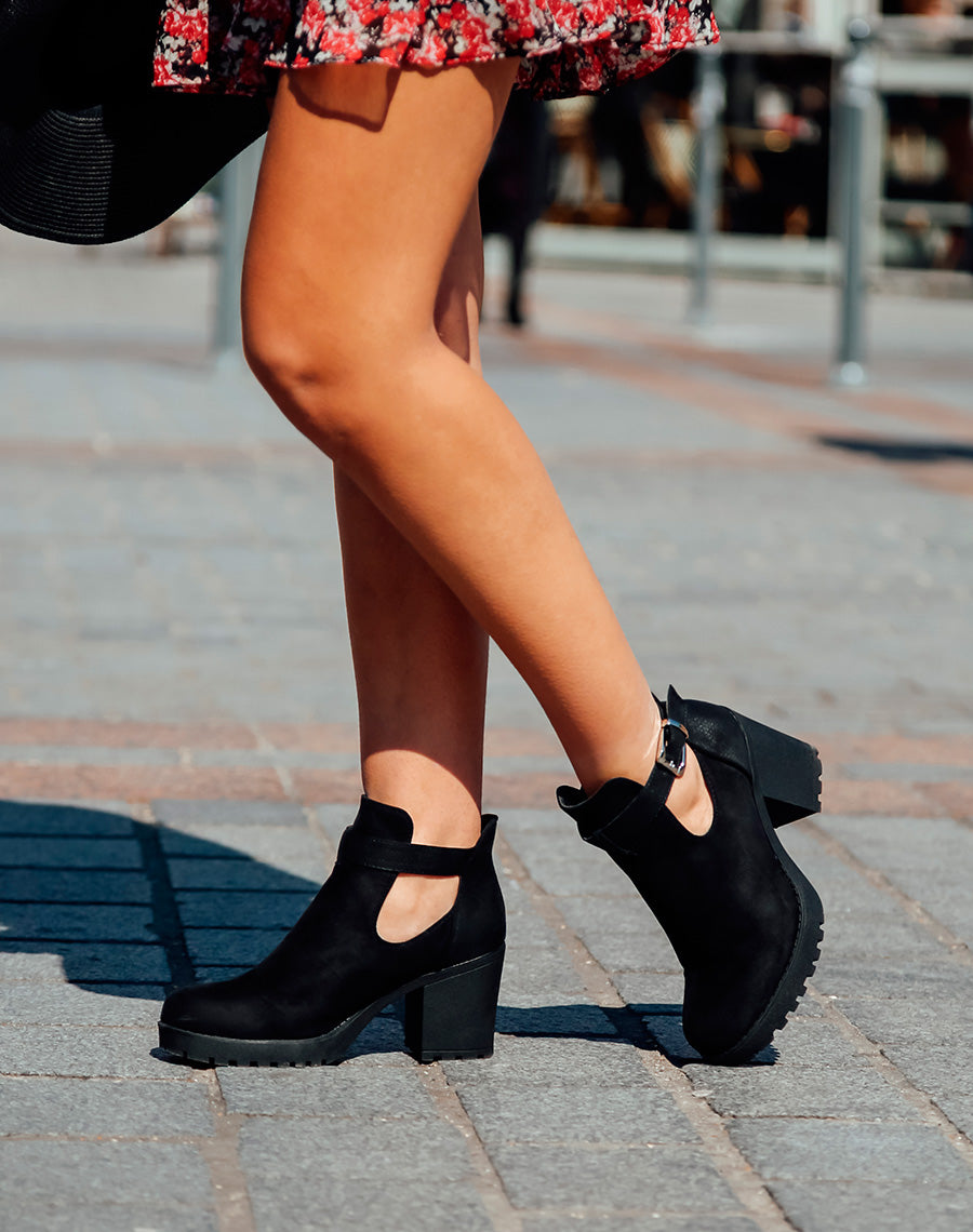 Bottines noires bi matières