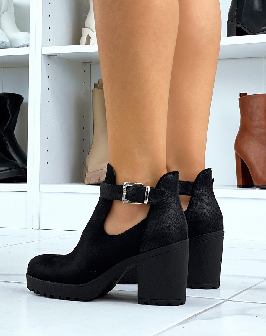 Bottines noires bi matières