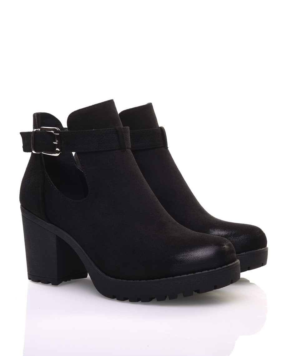 Bottines noires bi matières