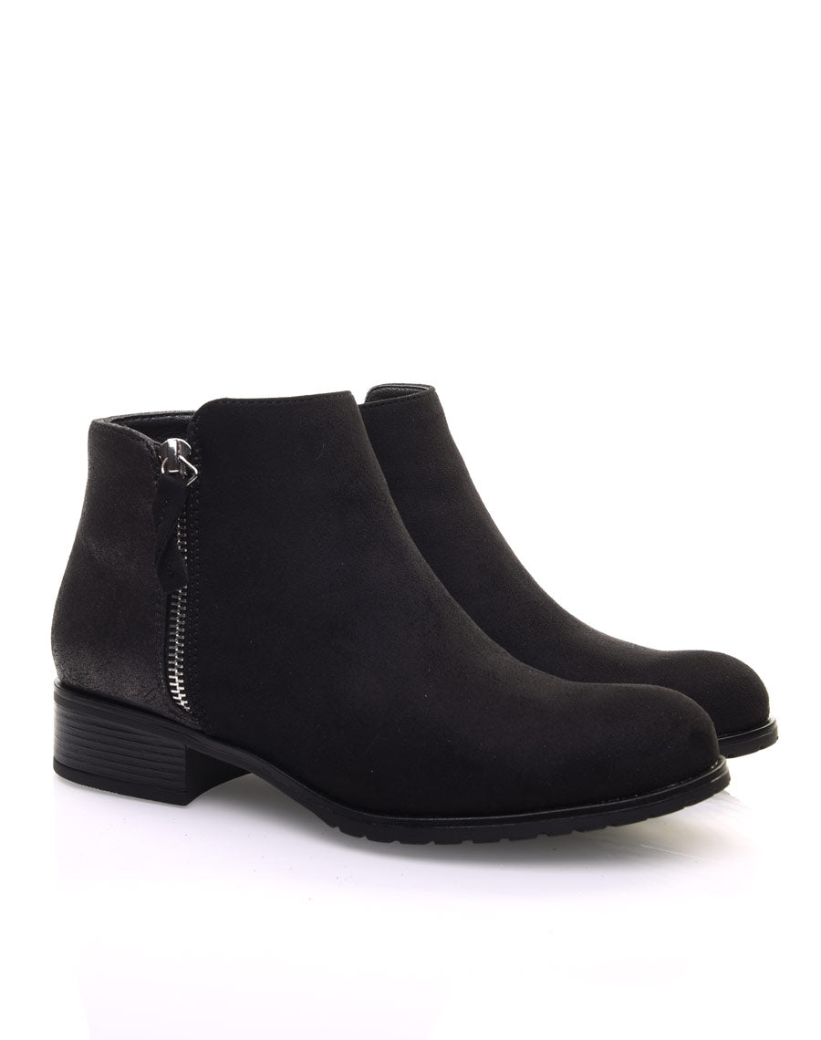 Bottines noires bi-matières
