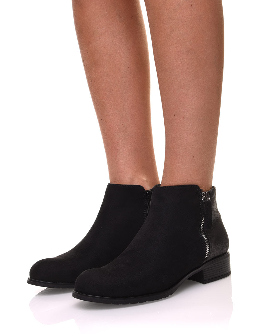 Bottines noires bi-matières