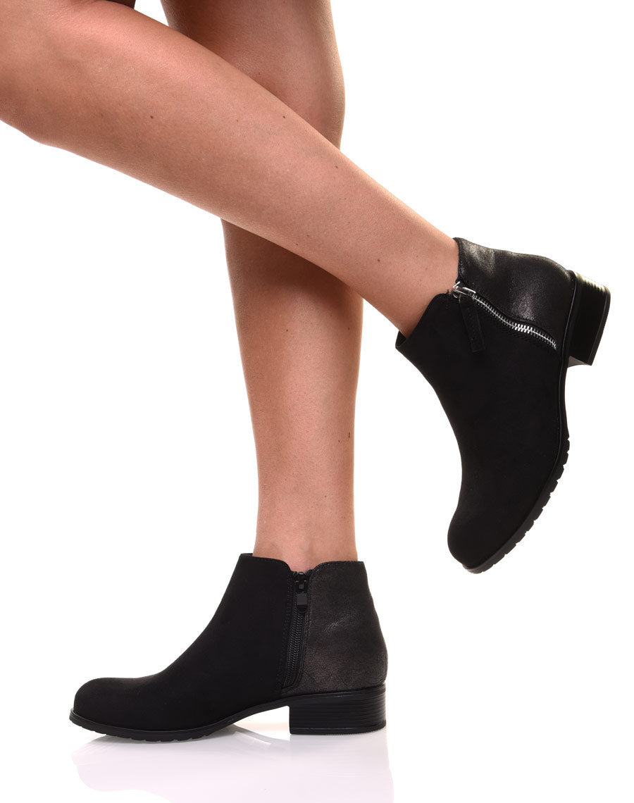 Bottines noires bi-matières