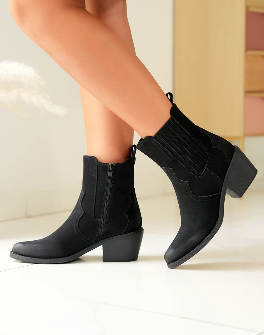 BOTTINES NOIRES ? BOUT POINTU ? EFFET DAIM
