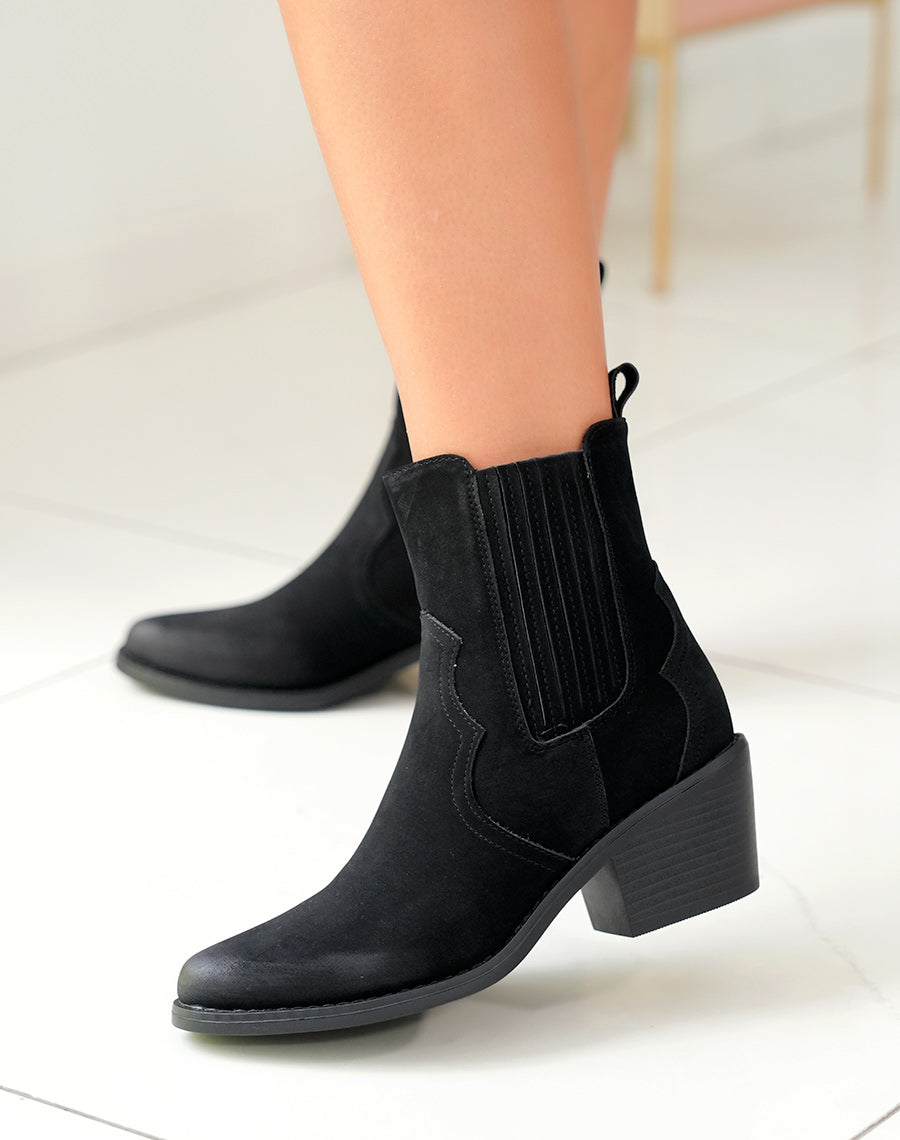 BOTTINES NOIRES ? BOUT POINTU ? EFFET DAIM