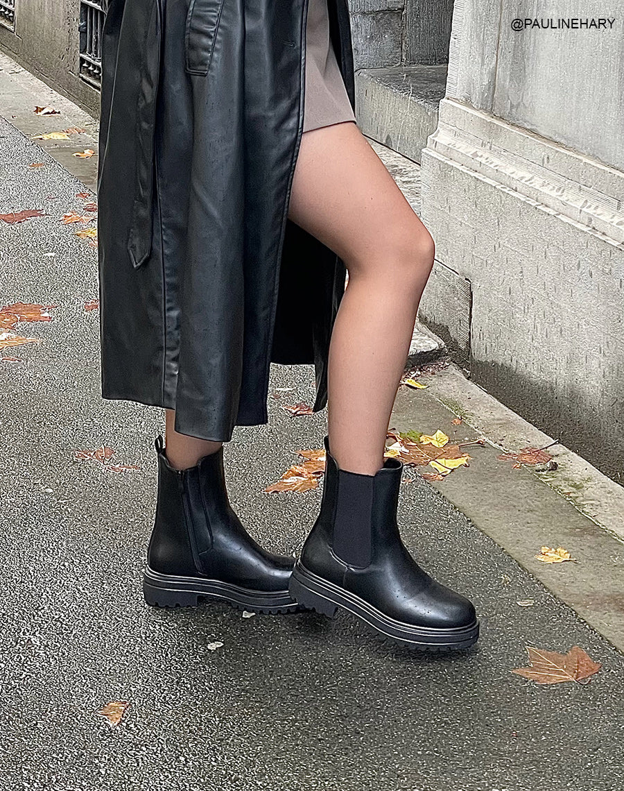 Bottines noires classiques avec fermeture éclair