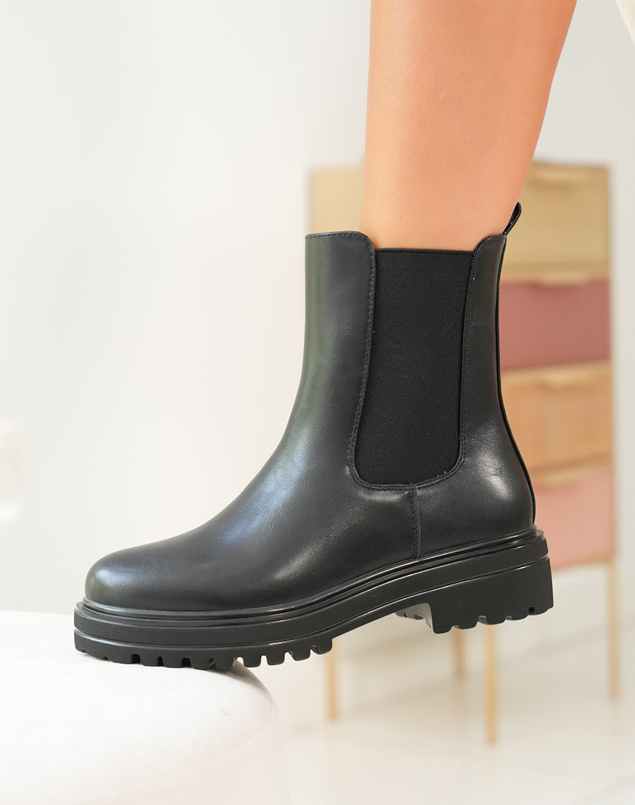 Bottines noires classiques avec fermeture éclair