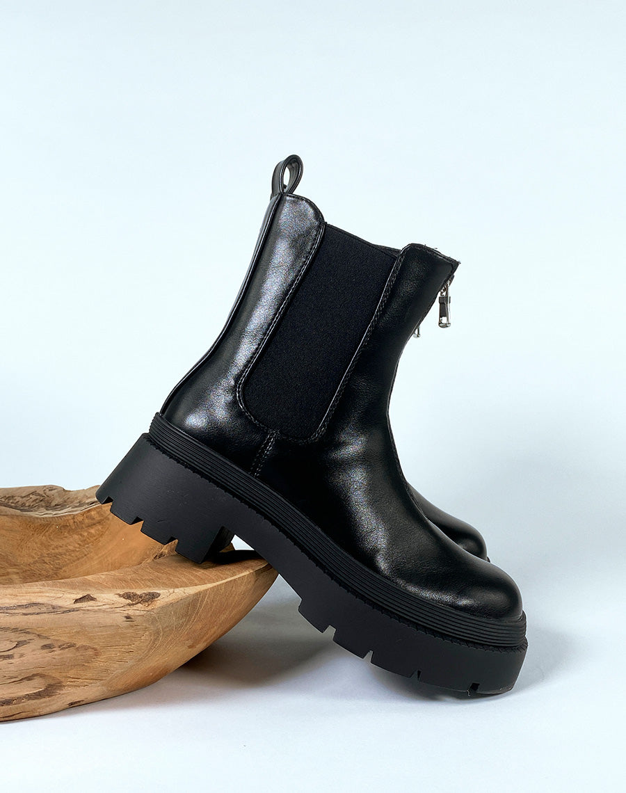 Bottines noires à détail en fermeture éclaire