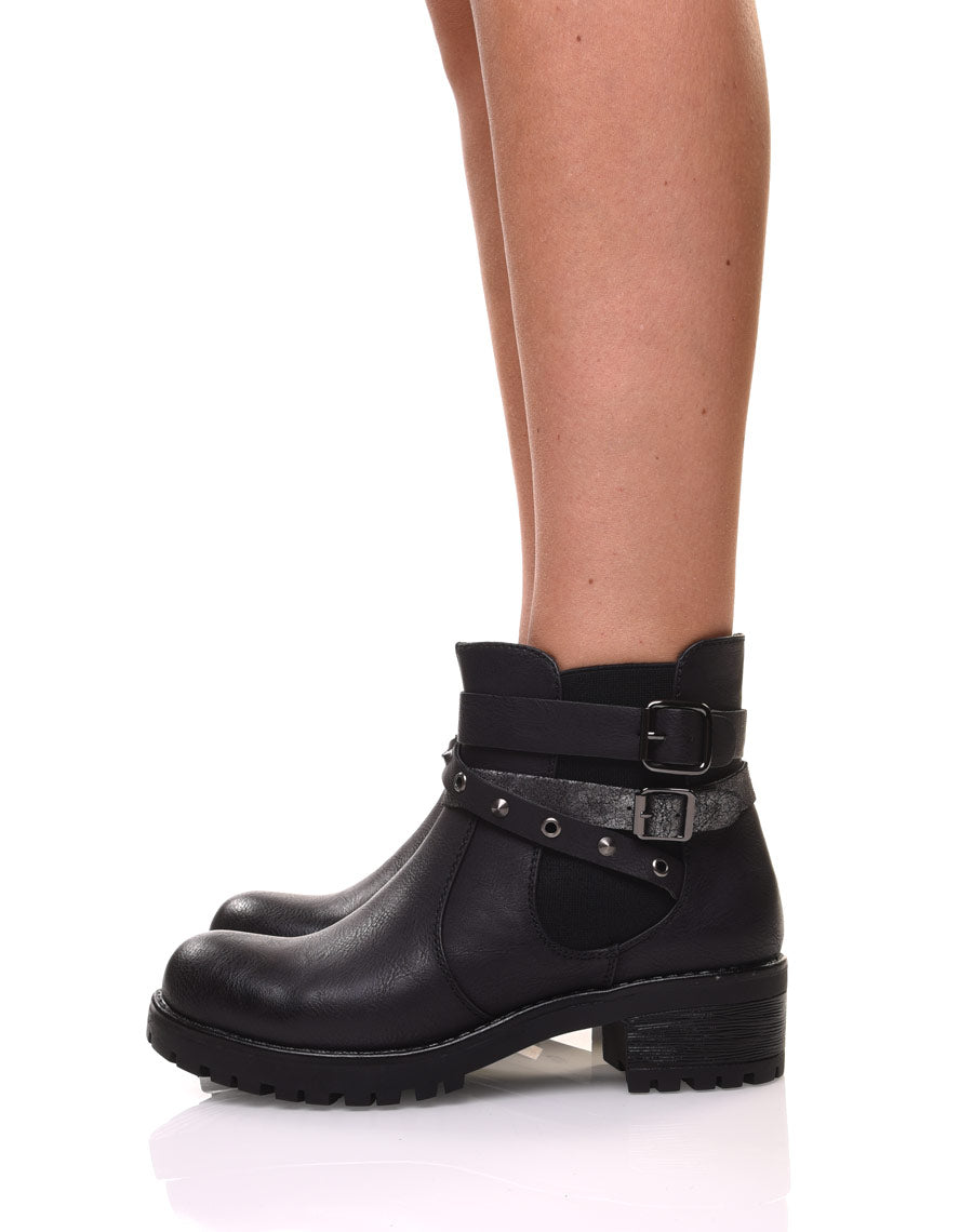 Bottines noires différentes lanières