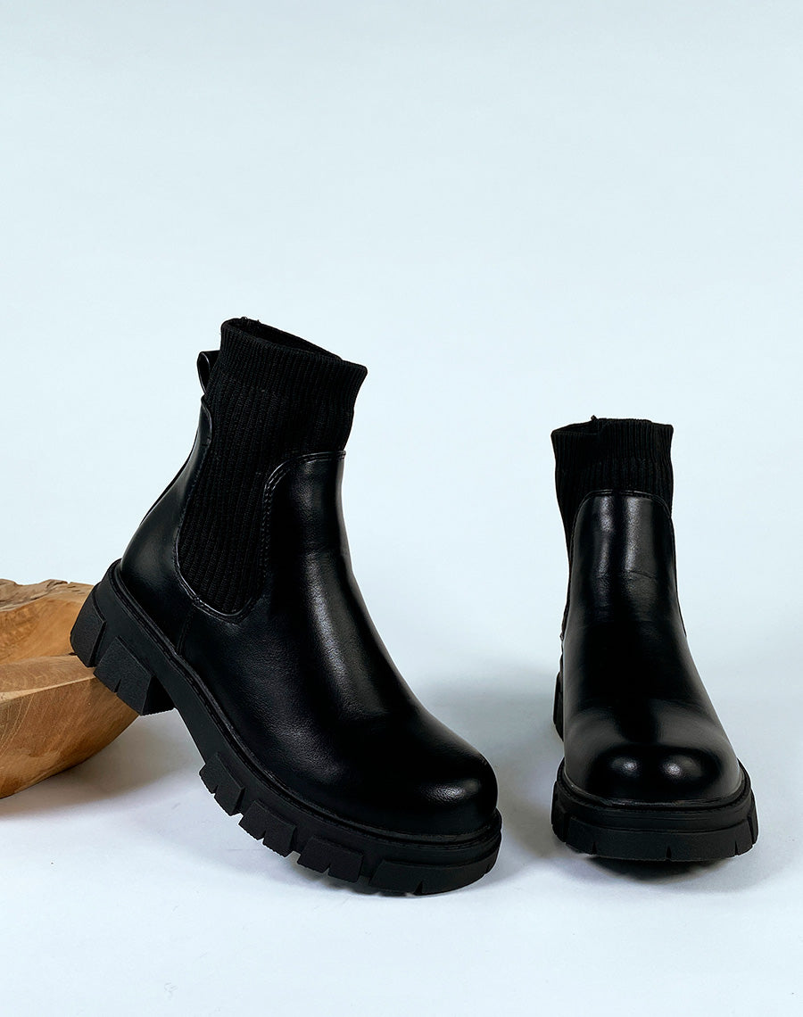 Bottines noires effet chaussette