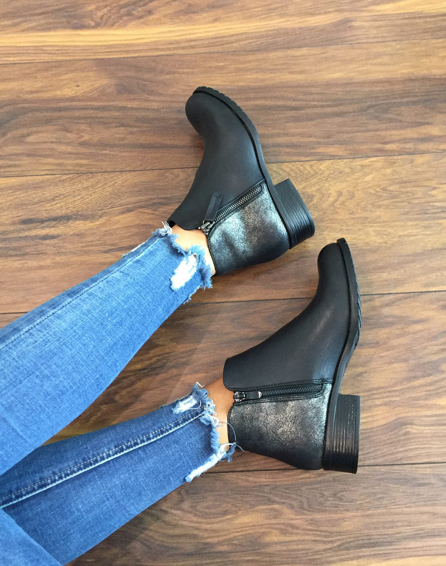 Bottines noires effet pailleté