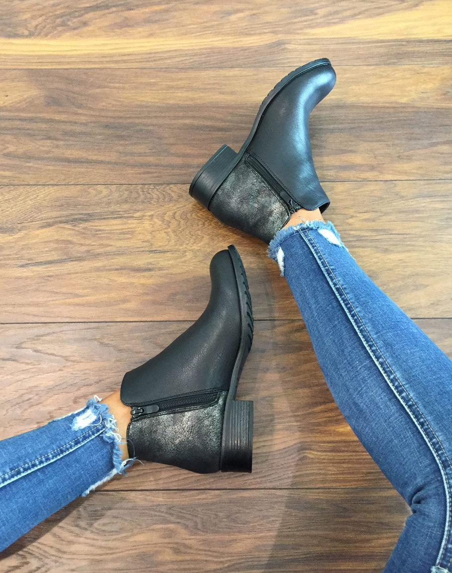 Bottines noires effet pailleté