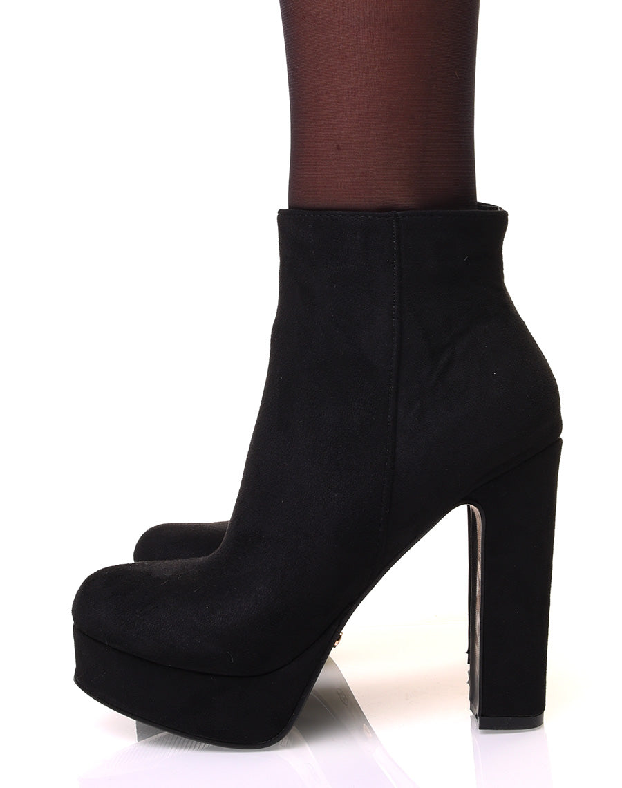 Bottines noires en suédine à talon