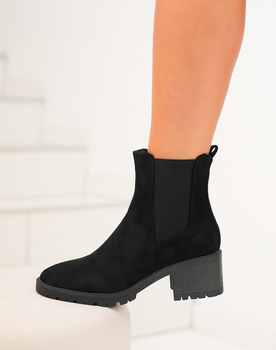 BOTTINES NOIRES FEMME STYLE CHELSEA EN SUÉDINE