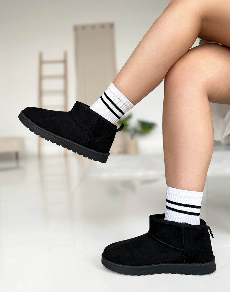 Bottines noires fourrées en suédine