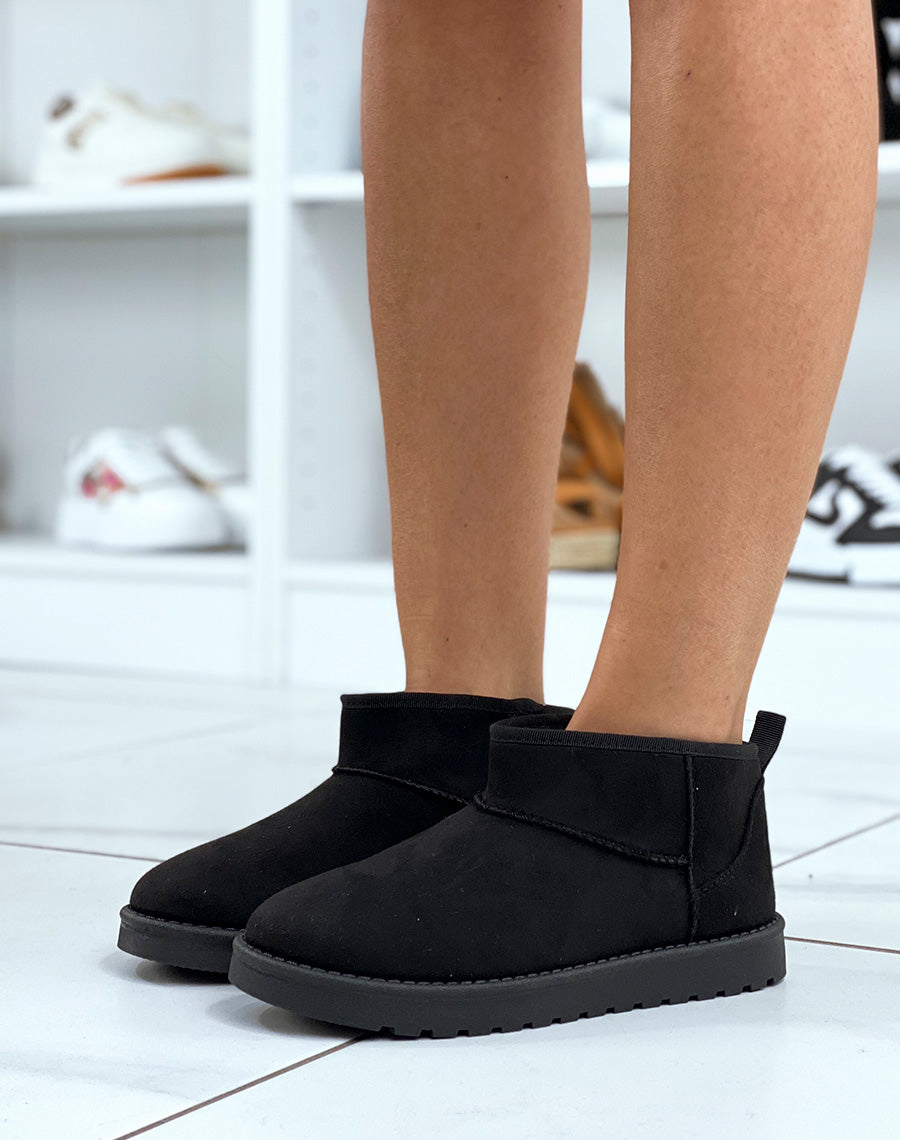 Bottines noires fourrées en suédine
