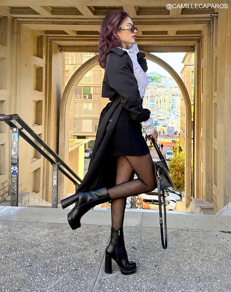 Bottines Noires Glamour à Talon Haut et Plateforme - Élégance à Son Apogée