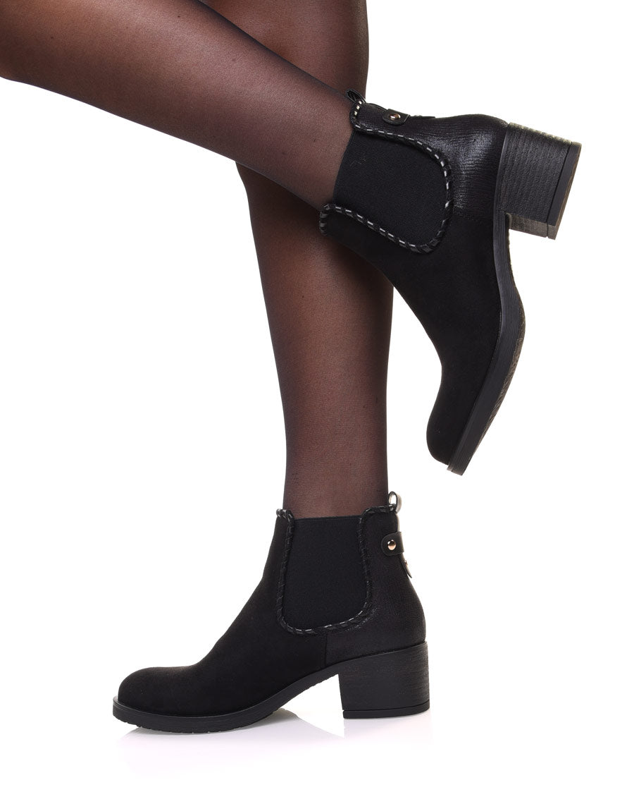 Bottines noires à imprimé écaillé brillant