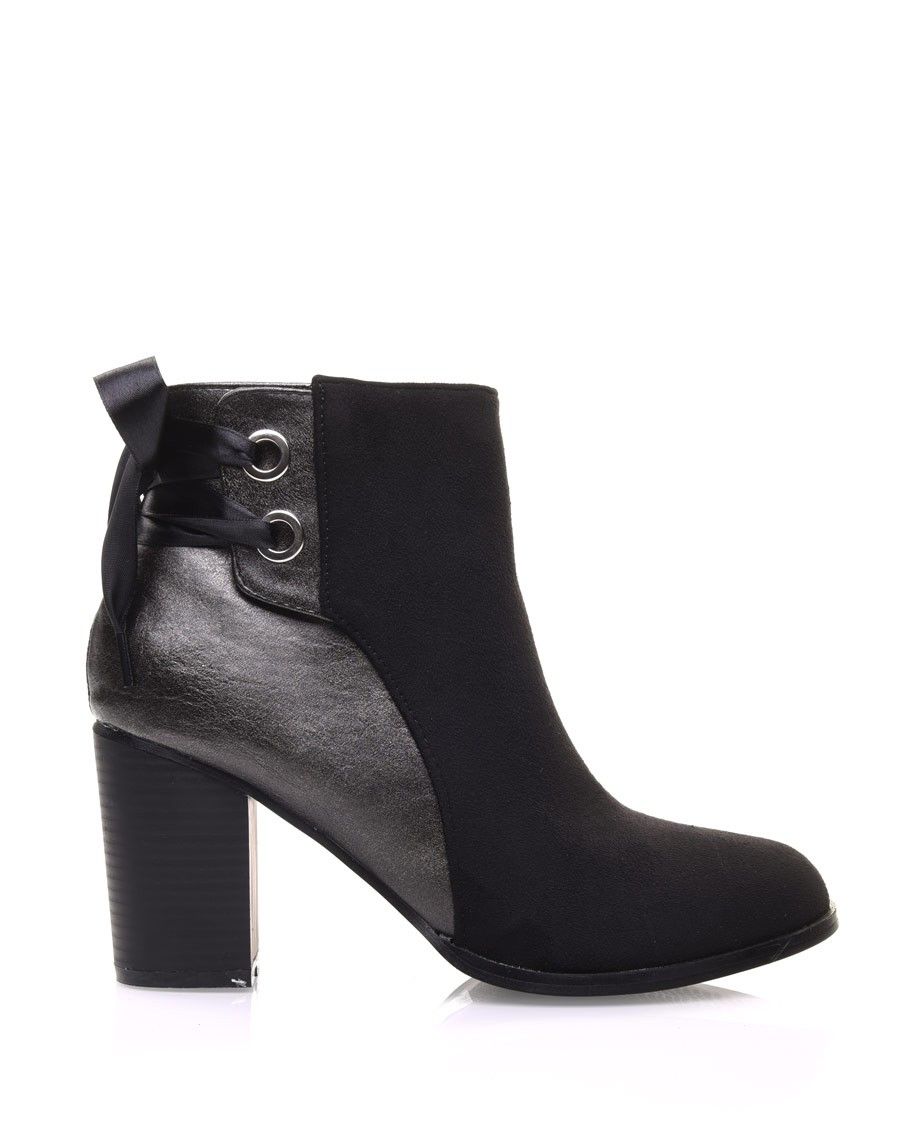 Bottines noires irisées à noeud