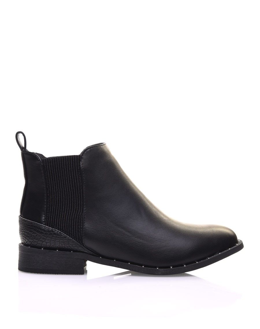 Bottines noires élastiques à empiècements