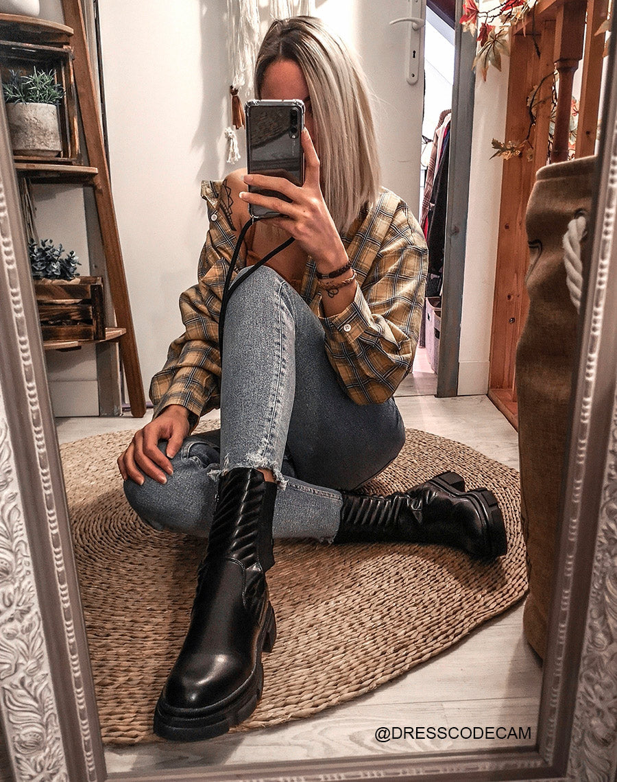 Bottines noires matelassé