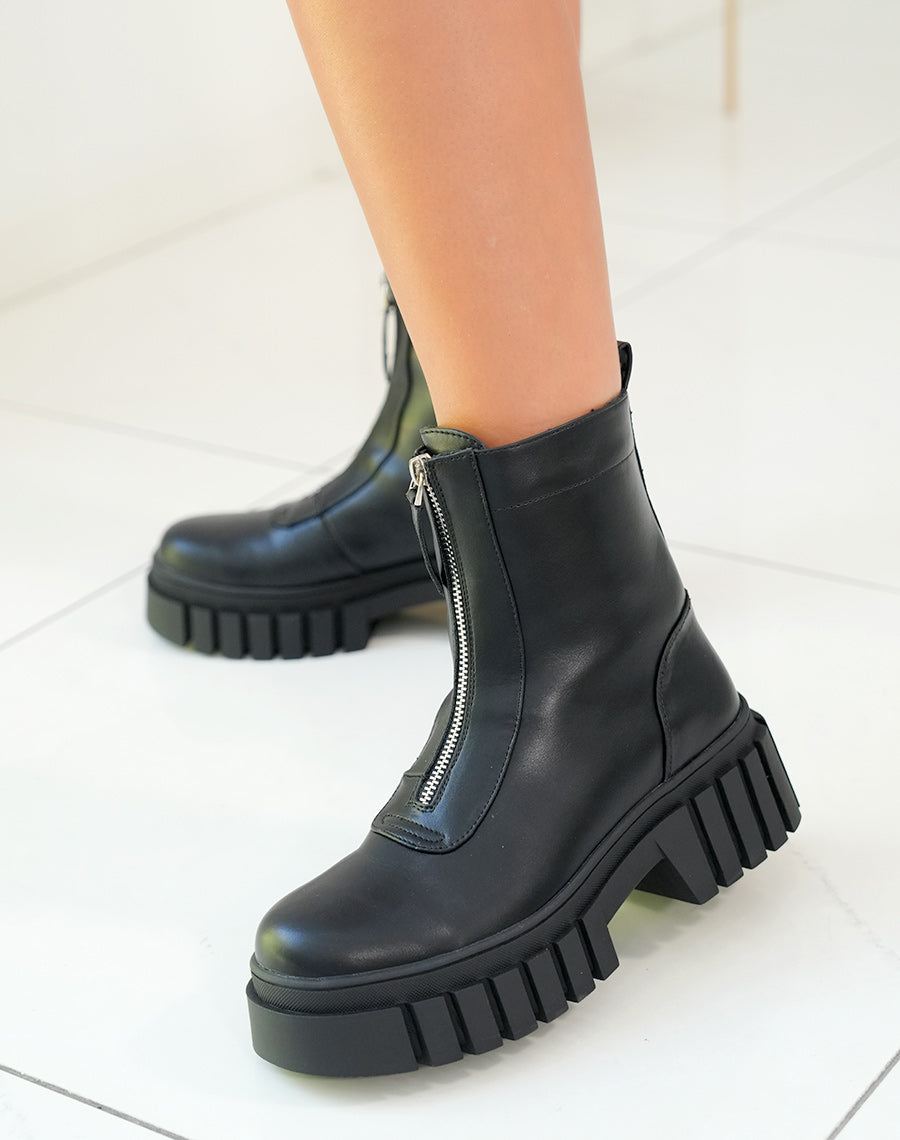 Bottines Noires Montantes Avec Zip