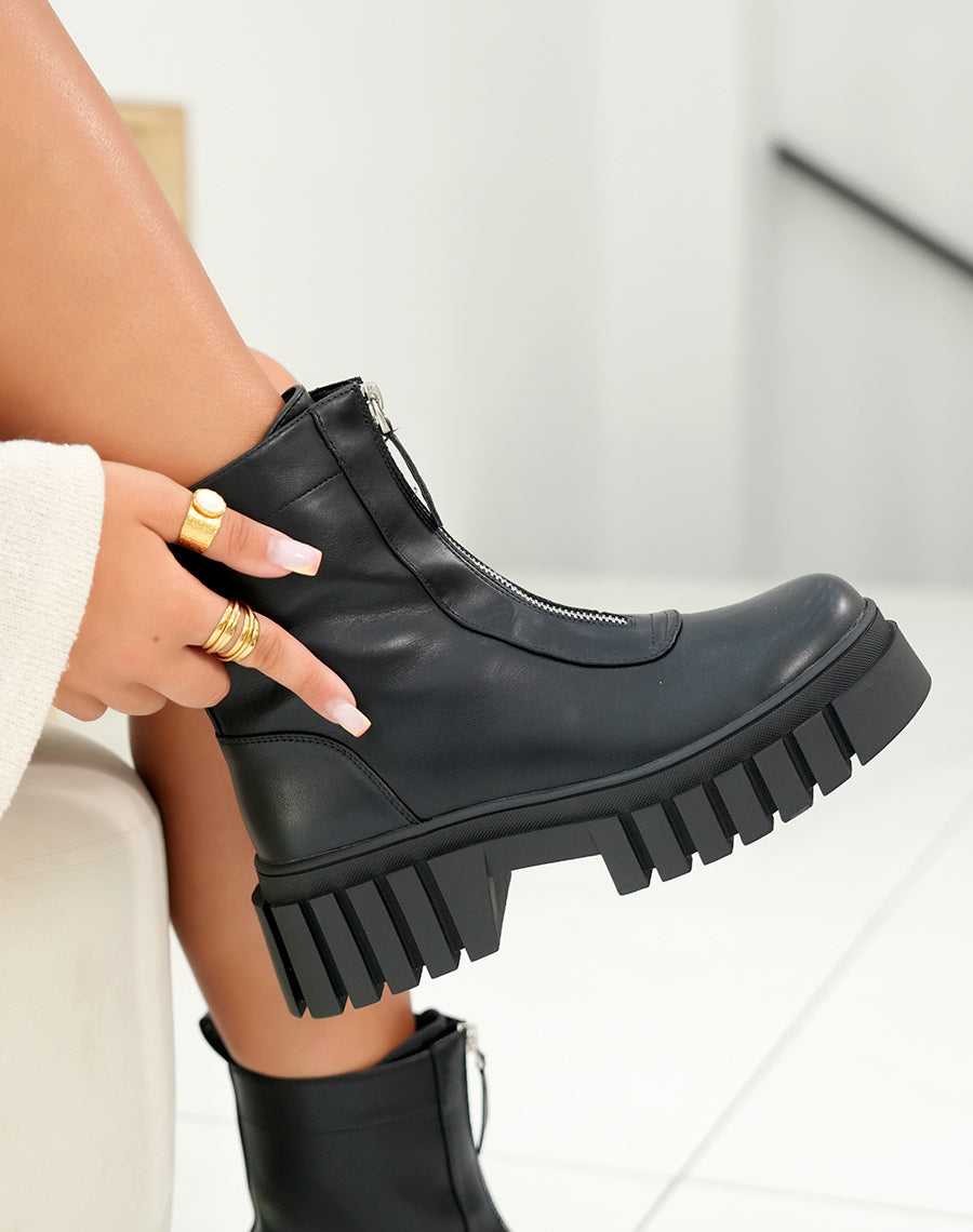 Bottines Noires Montantes Avec Zip