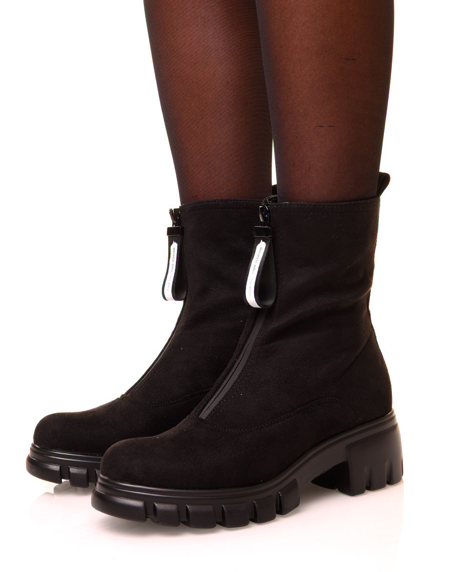 Bottines noires montantes en suédine