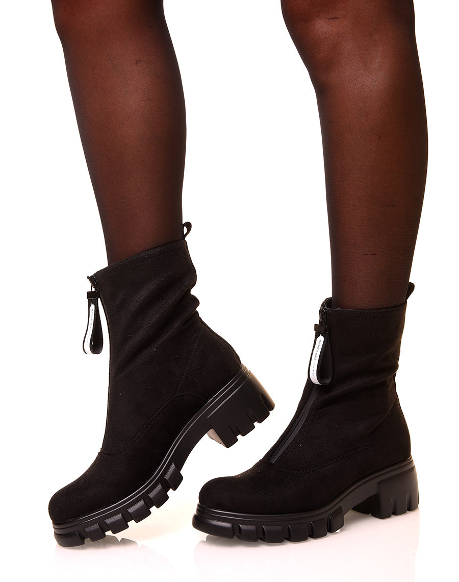 Bottines noires montantes en suédine