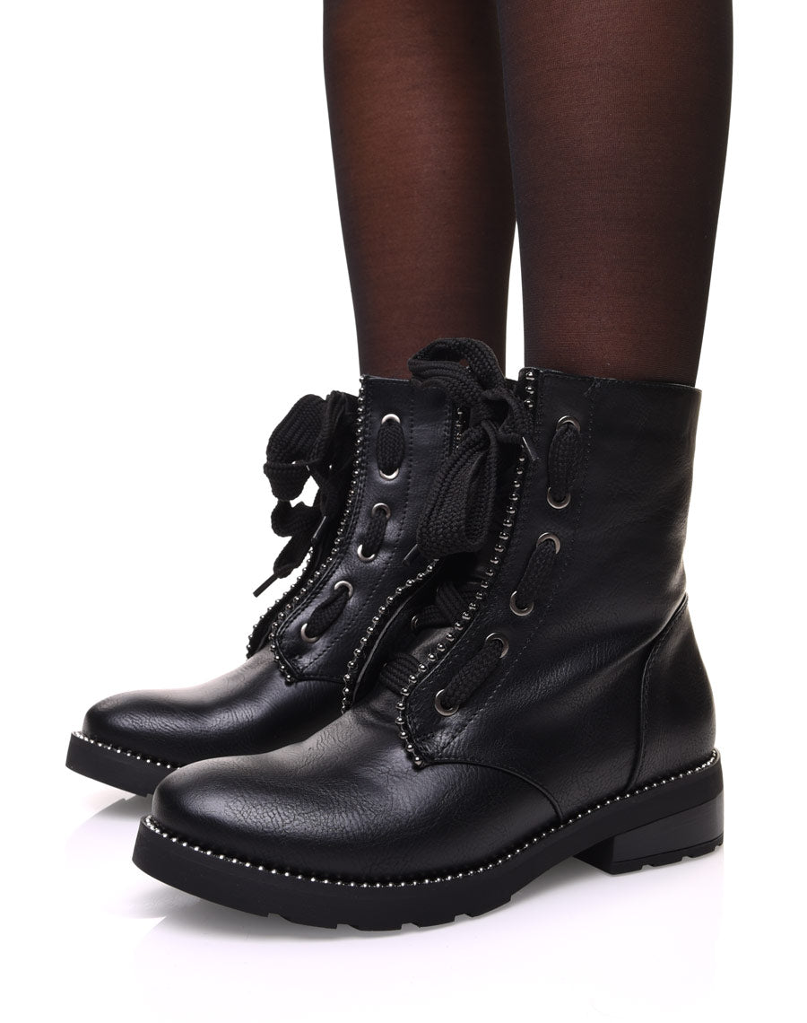 Bottines noires montantes à lacets originaux