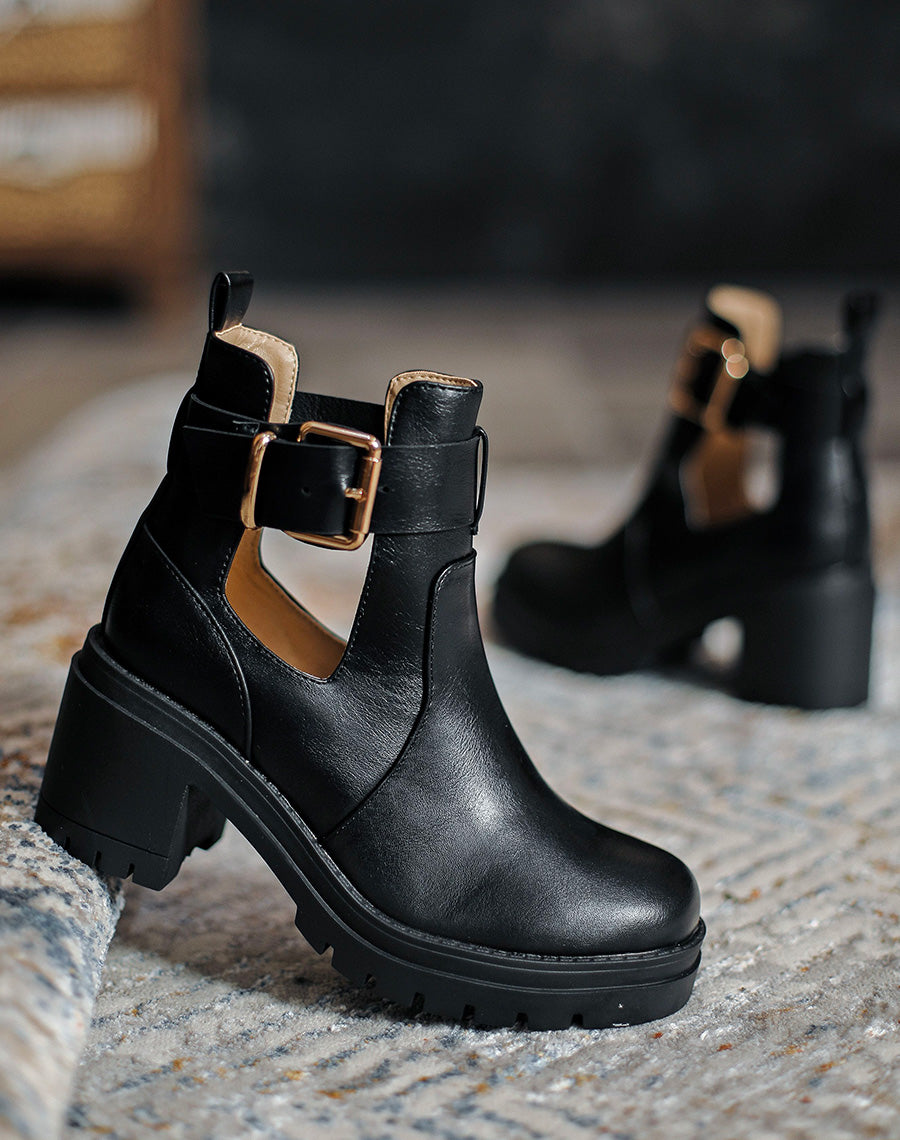 Bottines noires ouvertes à talon