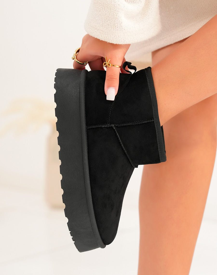 BOTTINES NOIRES ? PLATEFORME FOURR?ES