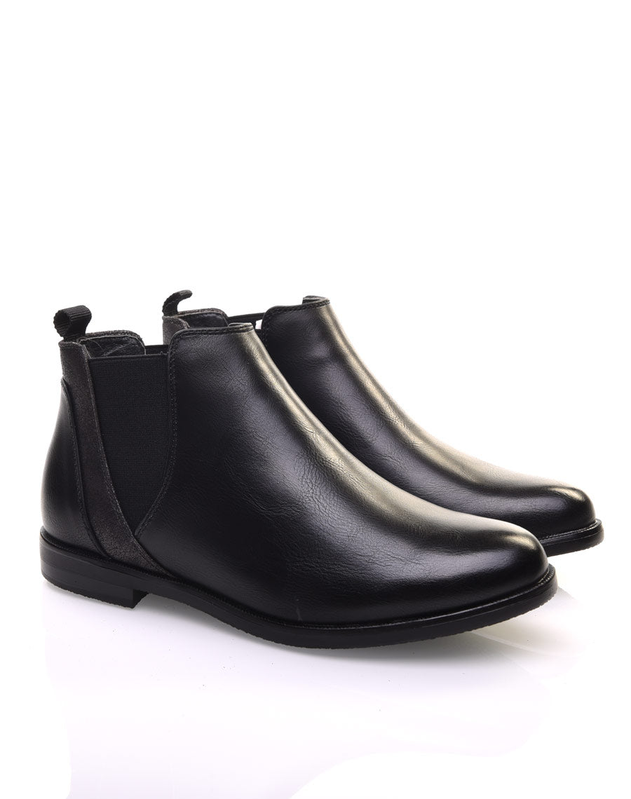 Bottines noires plates métallisées