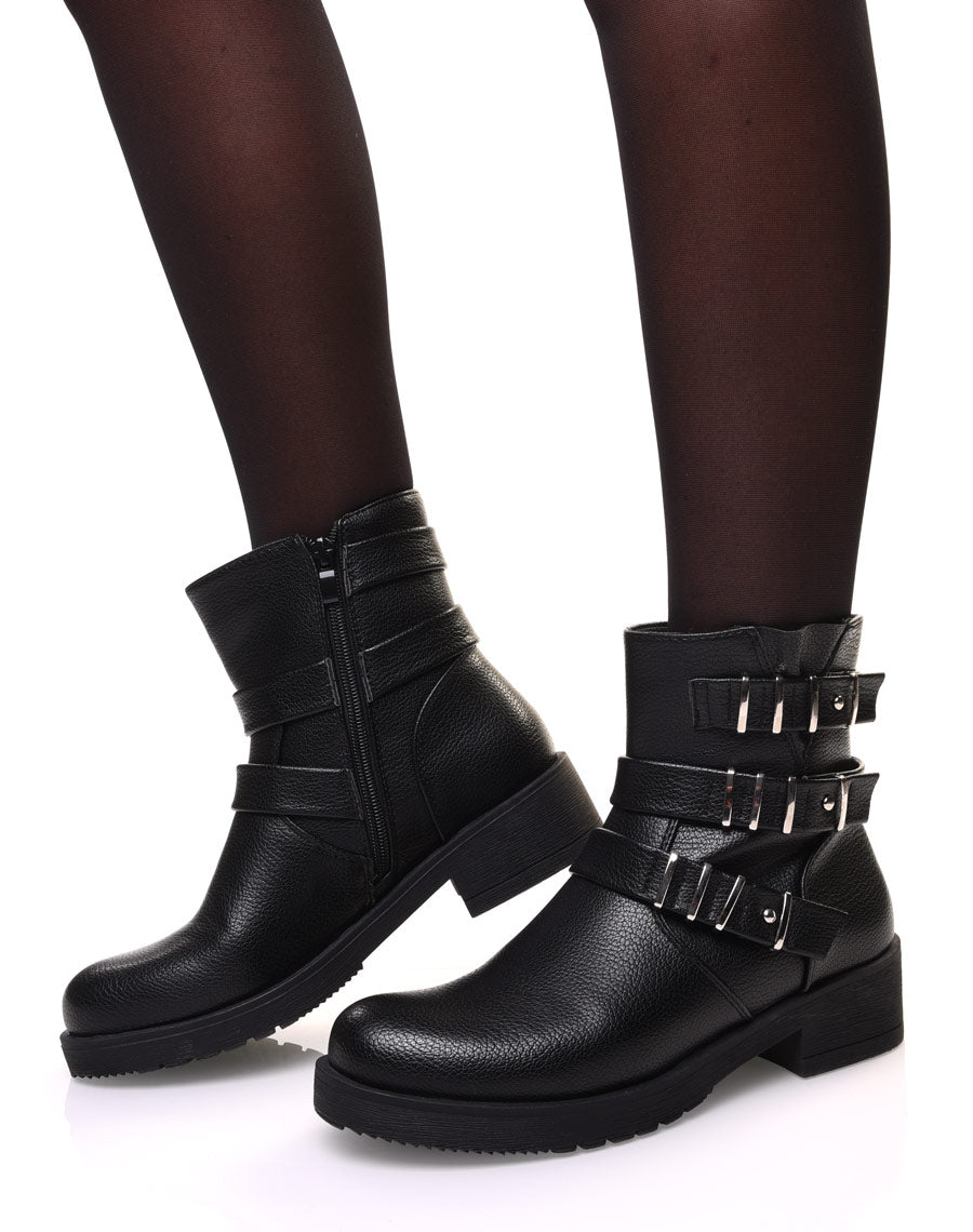 Bottines noires à sangles multiples