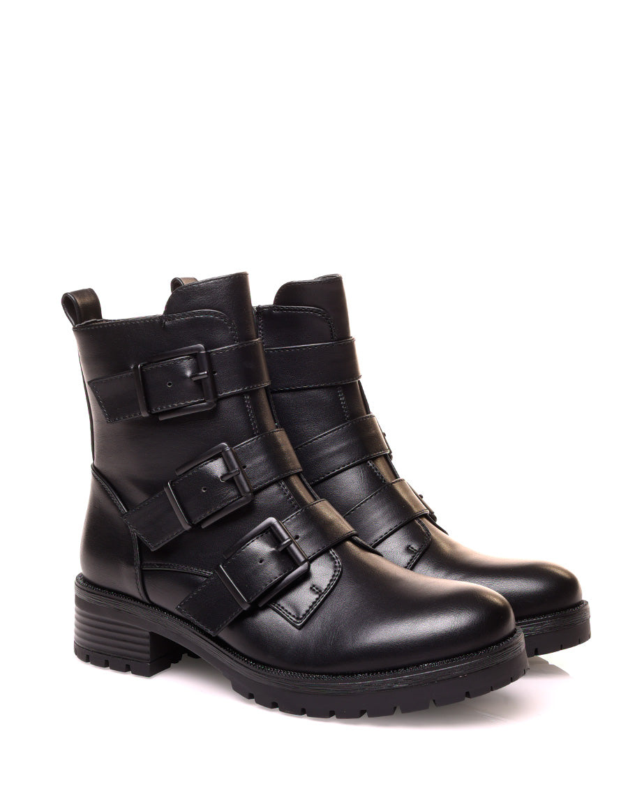 Bottines noires à sangles multiples