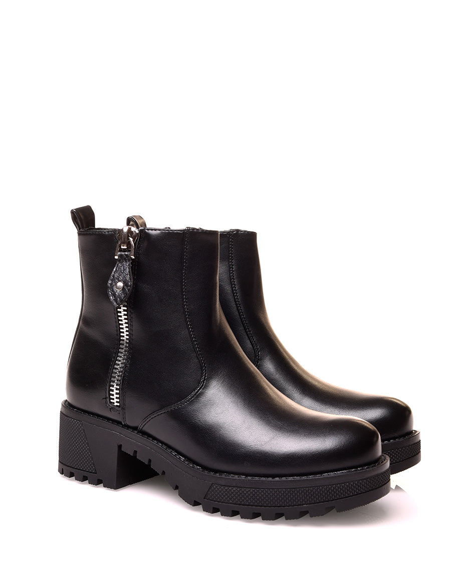 Bottines noires à semelle crantées