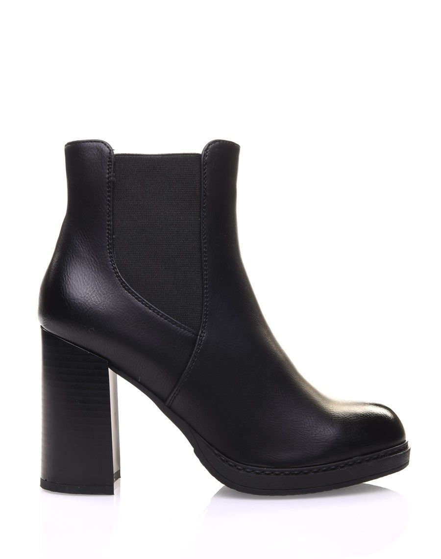 Bottines noires semi-montantes élastiques
