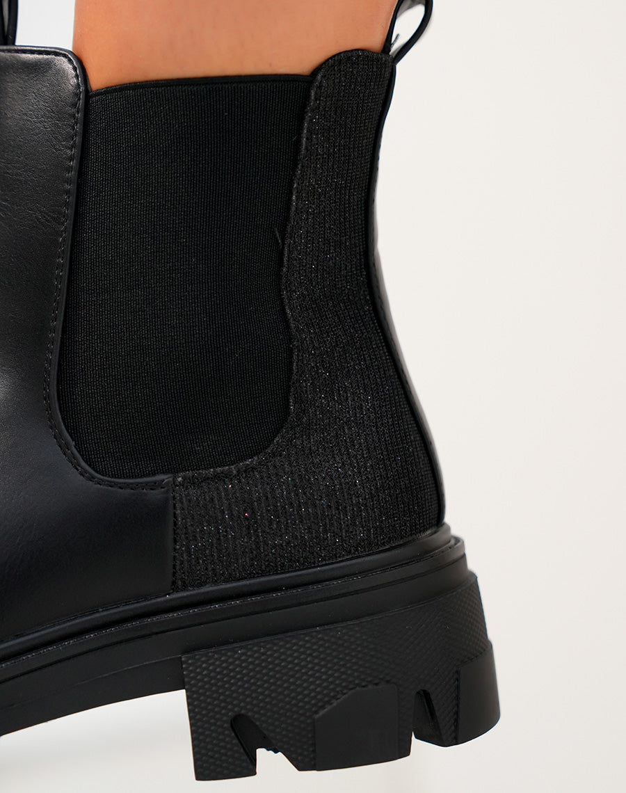 BOTTINES NOIRES STYLE CHELSEA AVEC EFFET BRILLANT