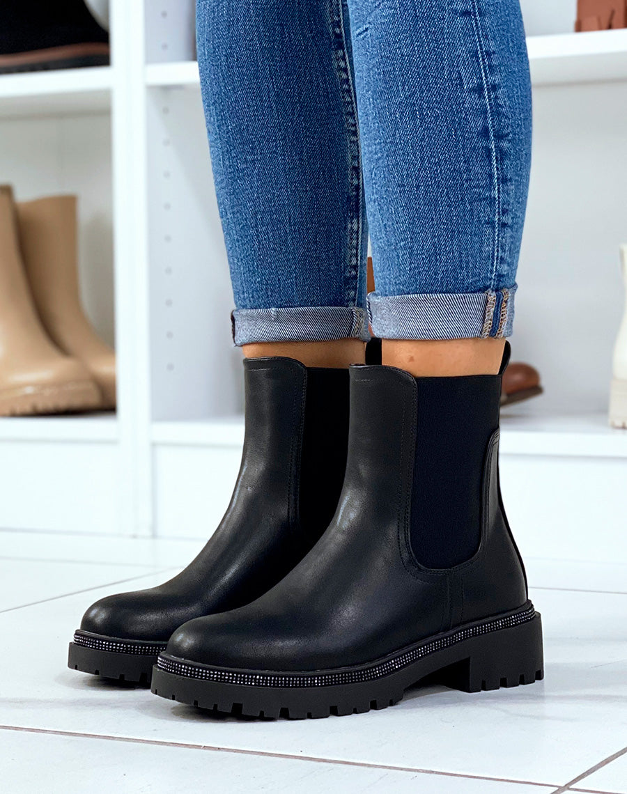 Bottines noires style chelsea boot avec élastique