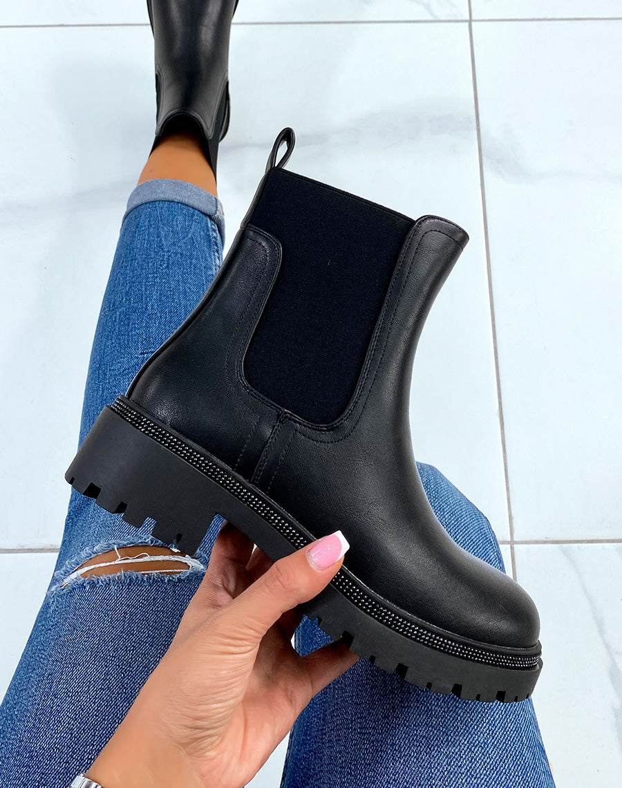 Bottines noires style chelsea boot avec élastique