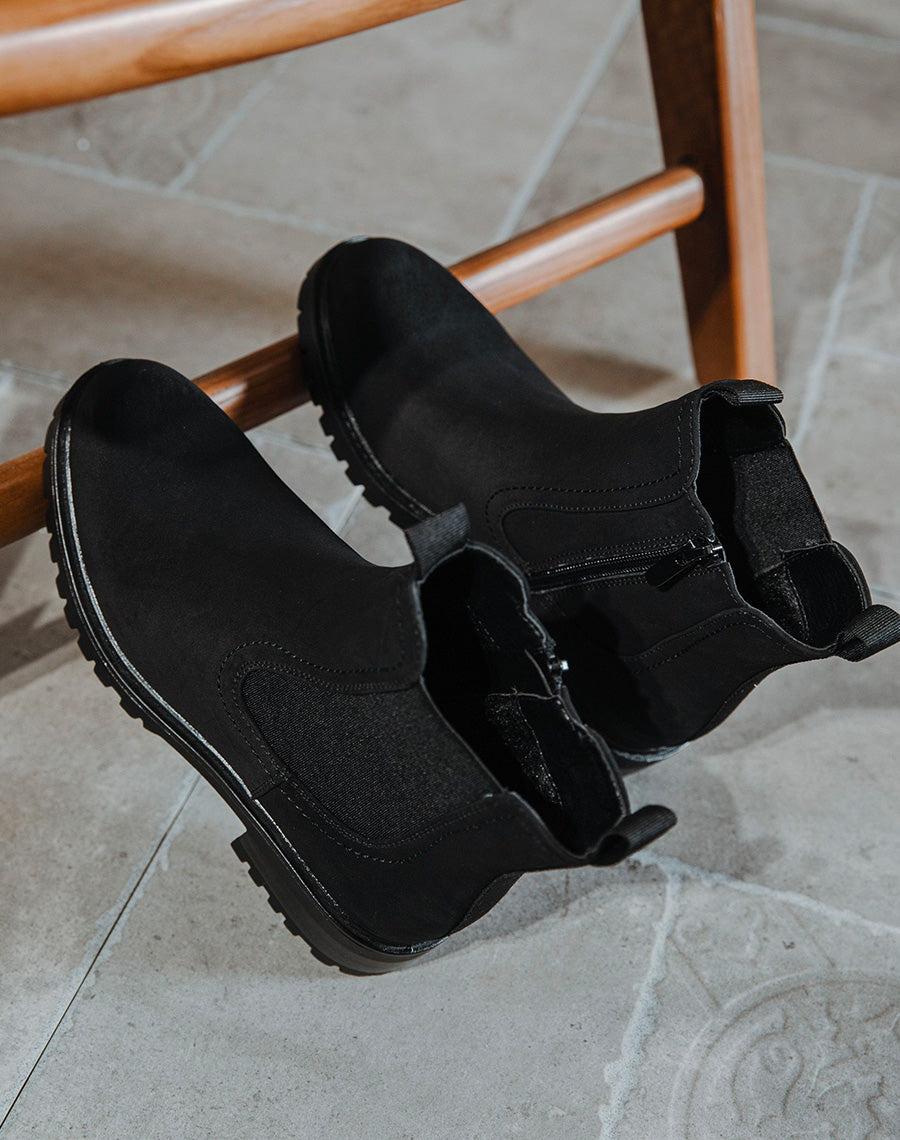 Bottines noires style chelsea de matière texturée