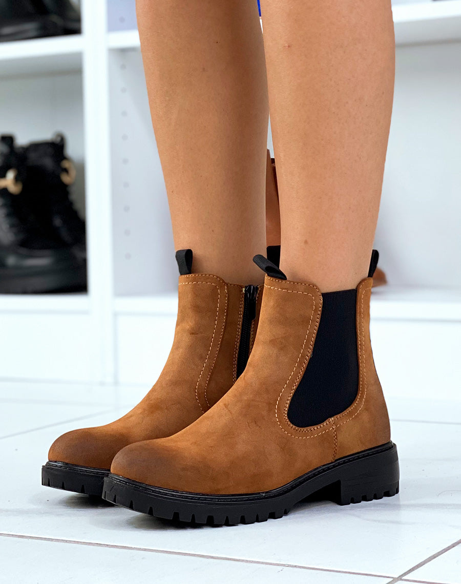 Bottines noires style chelsea de matière texturée