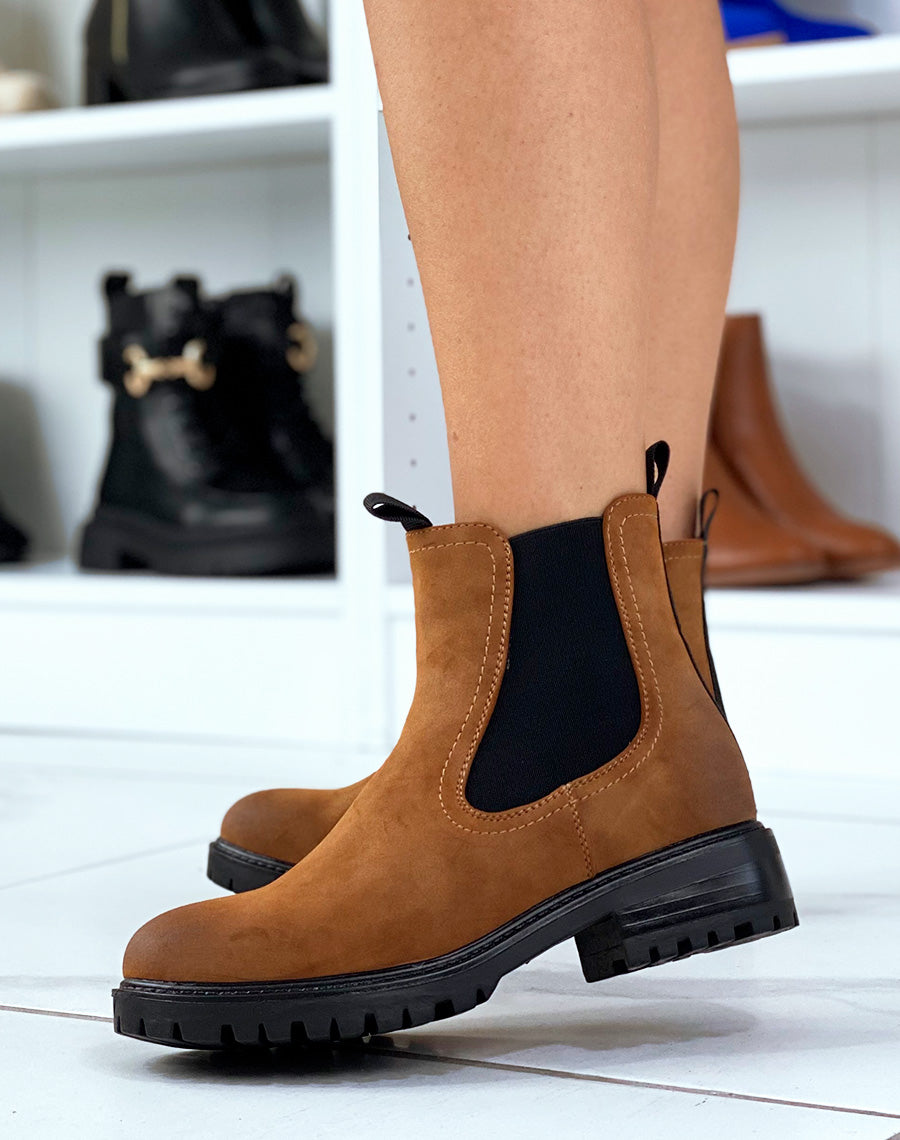 Bottines noires style chelsea de matière texturée