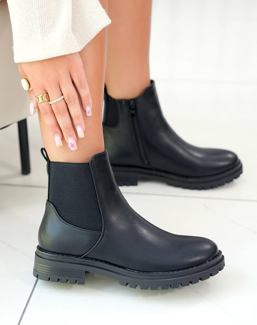 BOTTINES NOIRES STYLE CHELSEA POUR FEMME