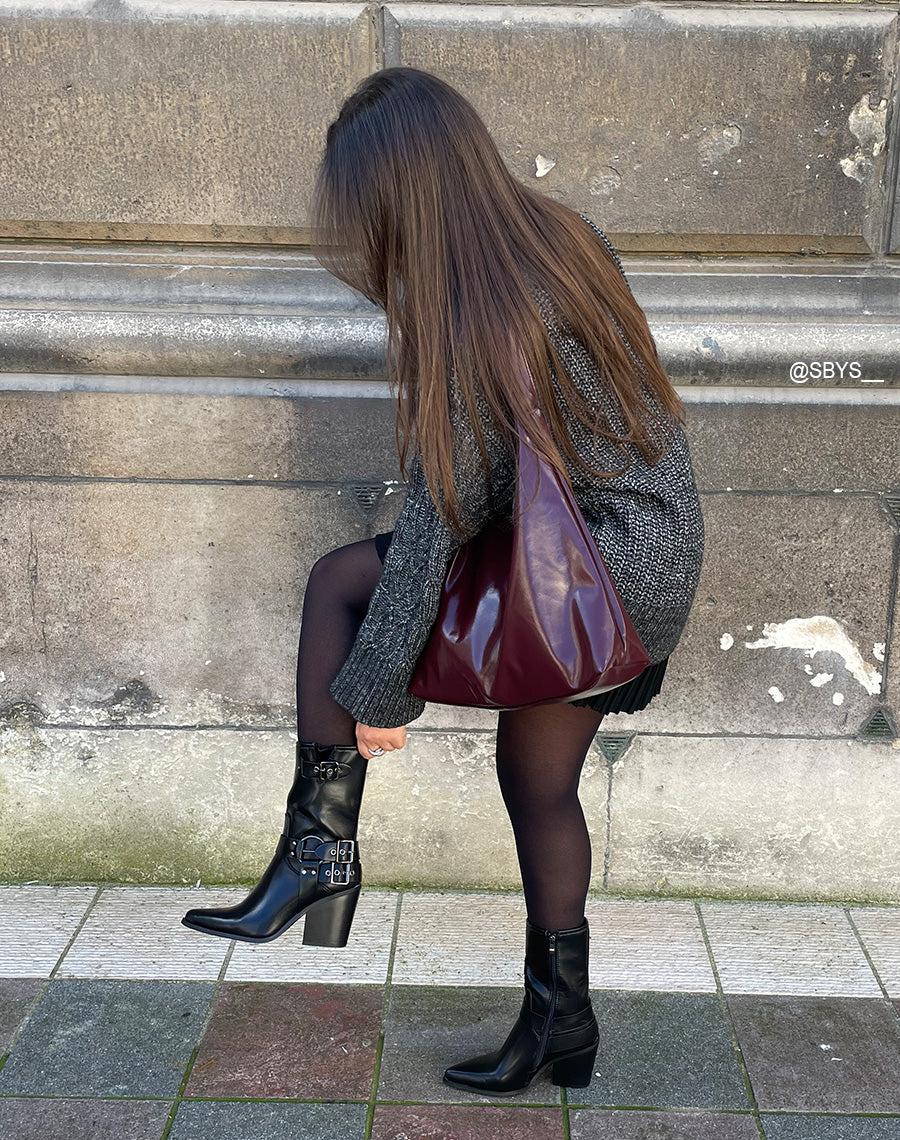 Bottines Noires à Talon Cow-Boy et Bout Pointu pour Femme