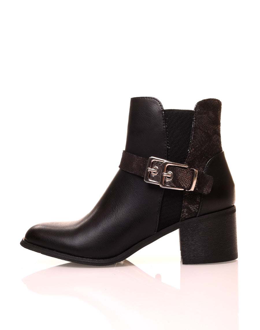 Bottines noires à talon moyen