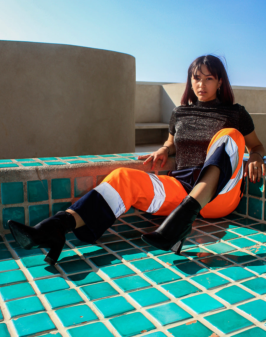 Bottines noires à talons carrés et bouts pointus effet chaussette