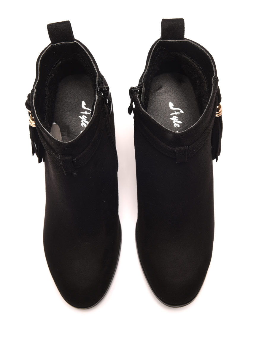 Bottines noires à talons & fines lanières
